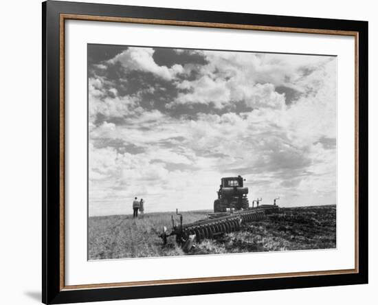 Couple on Field Being Harrowed at Verblud State Collective Farm, South of Moscow, Rostov, Russia-Margaret Bourke-White-Framed Photographic Print