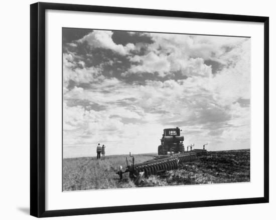 Couple on Field Being Harrowed at Verblud State Collective Farm, South of Moscow, Rostov, Russia-Margaret Bourke-White-Framed Photographic Print