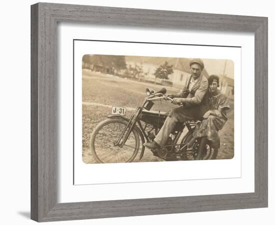 Couple on Motorbike-null-Framed Art Print