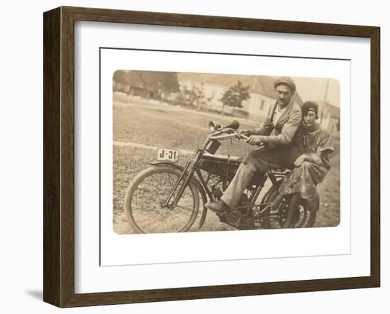 Couple on Motorbike-null-Framed Art Print