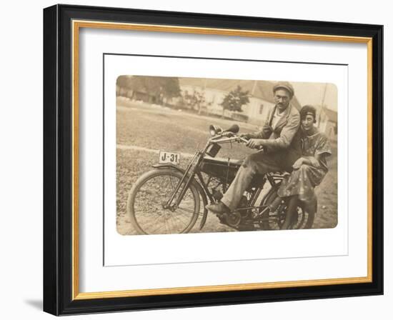 Couple on Motorbike-null-Framed Art Print