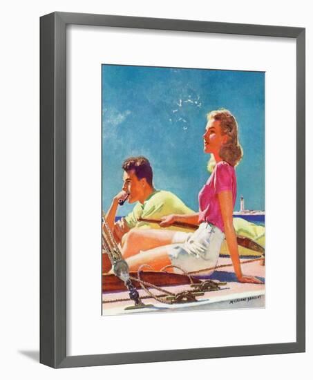 "Couple on Sailboat,"August 1, 1939-McClelland Barclay-Framed Giclee Print