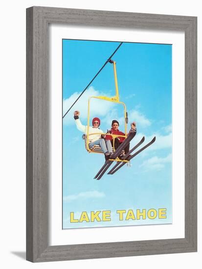 Couple on Ski Lift, Lake Tahoe-null-Framed Art Print