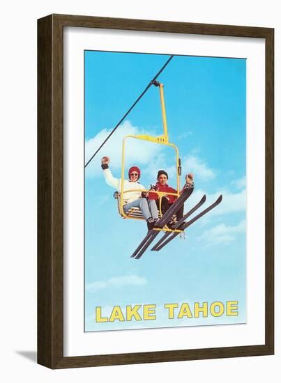 Couple on Ski Lift, Lake Tahoe-null-Framed Art Print