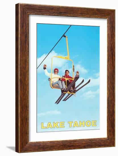 Couple on Ski Lift, Lake Tahoe-null-Framed Art Print