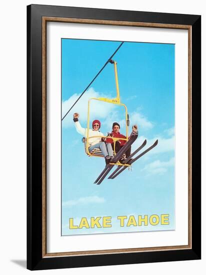 Couple on Ski Lift, Lake Tahoe-null-Framed Art Print