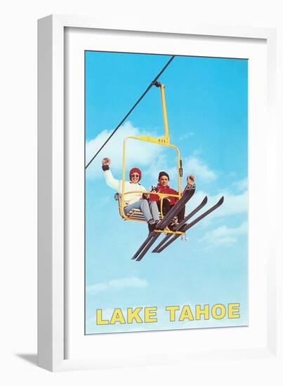 Couple on Ski Lift, Lake Tahoe-null-Framed Art Print