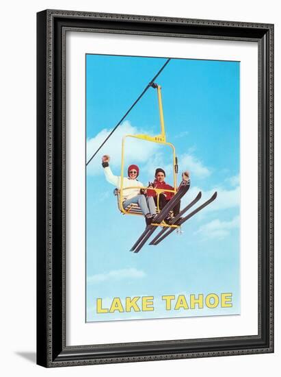 Couple on Ski Lift, Lake Tahoe-null-Framed Art Print