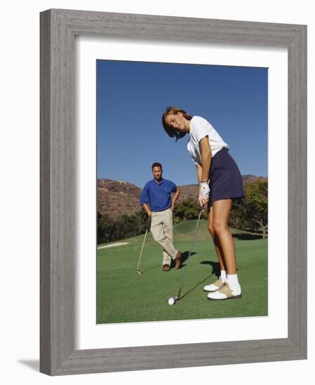 Couple on the Golf Cource-Chris Trotman-Framed Photographic Print