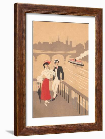 Couple on the Seine, Graphics-null-Framed Art Print