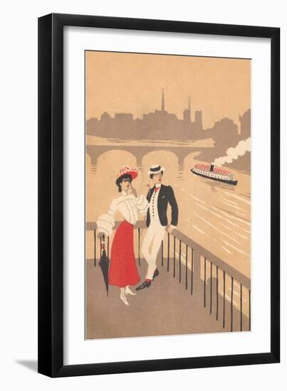 Couple on the Seine, Graphics-null-Framed Art Print