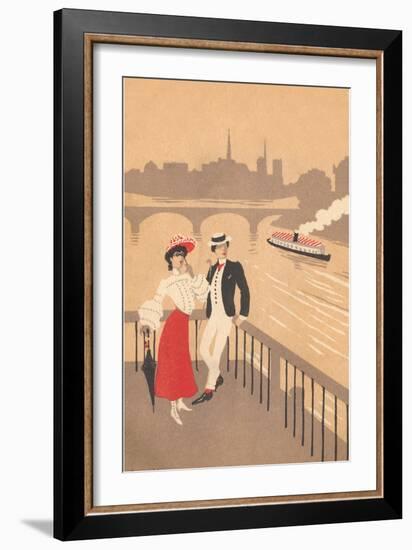 Couple on the Seine, Graphics-null-Framed Art Print