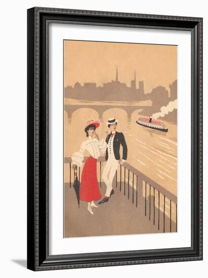 Couple on the Seine, Graphics-null-Framed Art Print