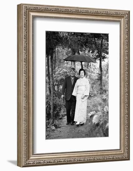 Couple Pose for Portrait in the Rain, Tokyo, Japan, 1967-Takeyoshi Tanuma-Framed Photographic Print