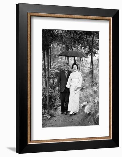 Couple Pose for Portrait in the Rain, Tokyo, Japan, 1967-Takeyoshi Tanuma-Framed Photographic Print