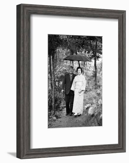 Couple Pose for Portrait in the Rain, Tokyo, Japan, 1967-Takeyoshi Tanuma-Framed Photographic Print