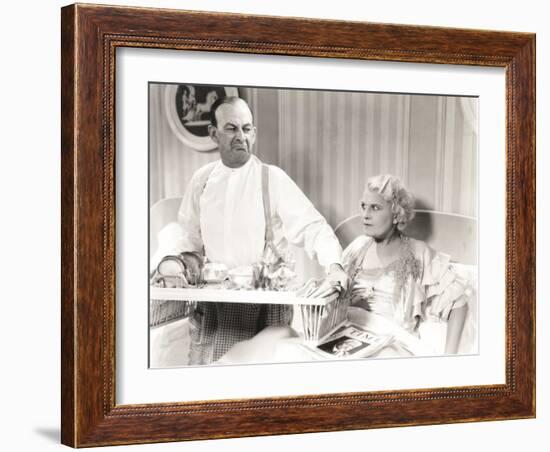 Couple Quarreling over Breakfast in Bed-null-Framed Photo