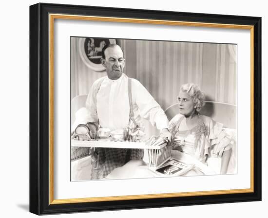 Couple Quarreling over Breakfast in Bed-null-Framed Photo