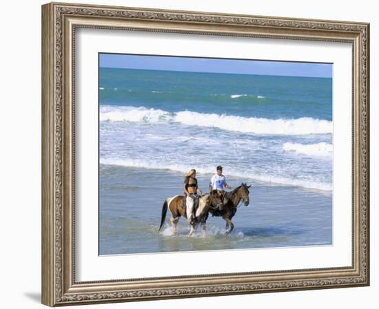 Couple Riding Horses on the Beach, Tibau Do Sul, Natal, Rio Grande Do Norte State, Brazil-Sergio Pitamitz-Framed Photographic Print