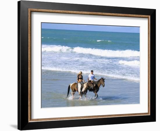 Couple Riding Horses on the Beach, Tibau Do Sul, Natal, Rio Grande Do Norte State, Brazil-Sergio Pitamitz-Framed Photographic Print