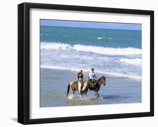 Couple Riding Horses on the Beach, Tibau Do Sul, Natal, Rio Grande Do Norte State, Brazil-Sergio Pitamitz-Framed Photographic Print