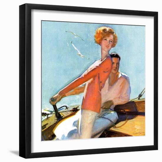 "Couple Sailing,"August 1, 1927-McClelland Barclay-Framed Giclee Print