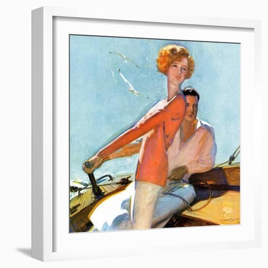 "Couple Sailing,"August 1, 1927-McClelland Barclay-Framed Giclee Print