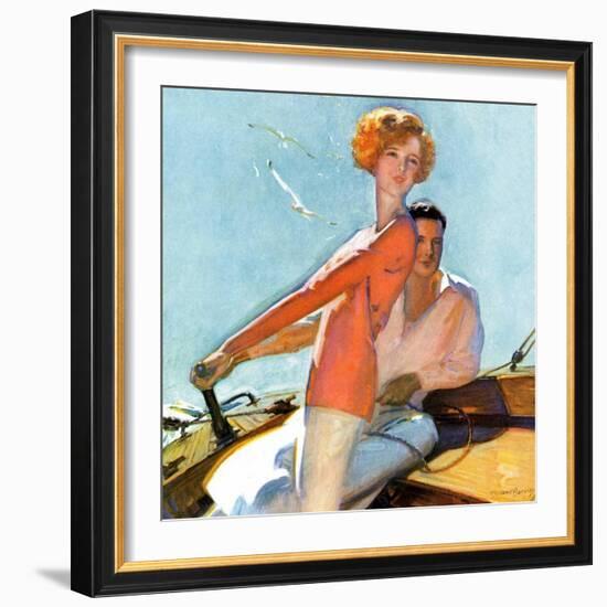 "Couple Sailing,"August 1, 1927-McClelland Barclay-Framed Giclee Print