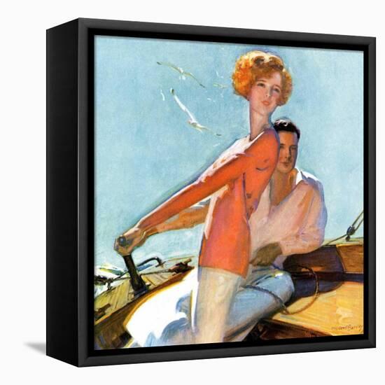 "Couple Sailing,"August 1, 1927-McClelland Barclay-Framed Premier Image Canvas