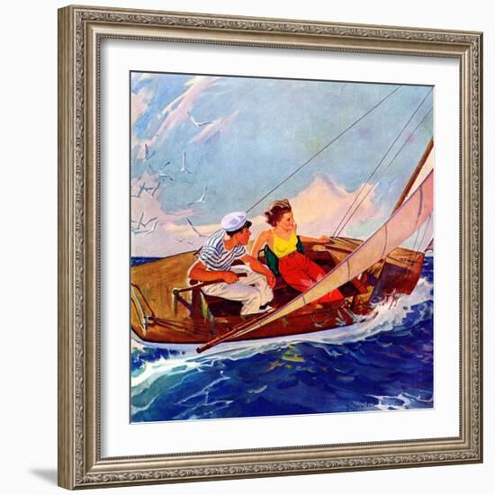 "Couple Sailing,"July 1, 1937-R.J. Cavaliere-Framed Giclee Print