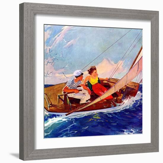"Couple Sailing,"July 1, 1937-R.J. Cavaliere-Framed Giclee Print