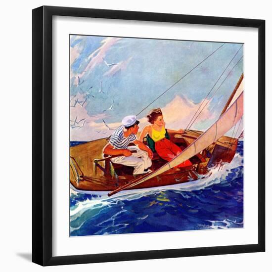 "Couple Sailing,"July 1, 1937-R.J. Cavaliere-Framed Giclee Print