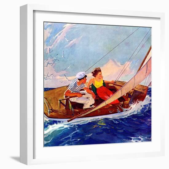 "Couple Sailing,"July 1, 1937-R.J. Cavaliere-Framed Giclee Print