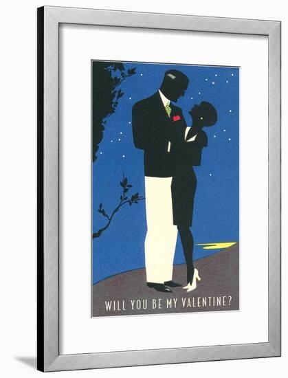 Couple Silhouetted in Starlight-null-Framed Art Print