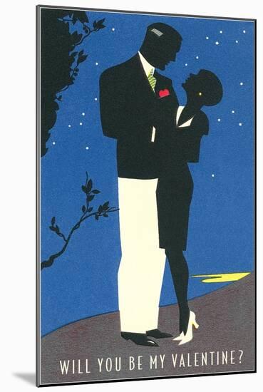 Couple Silhouetted in Starlight-null-Mounted Art Print