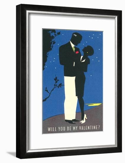 Couple Silhouetted in Starlight-null-Framed Art Print