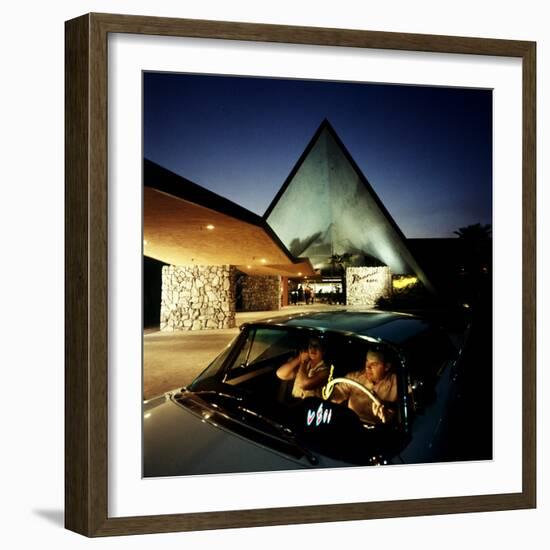 Couple Sitting in Car Preparing to Bowl at Pyramid Room Bowling Alley, Covina, CA, 1958-Ralph Crane-Framed Photographic Print