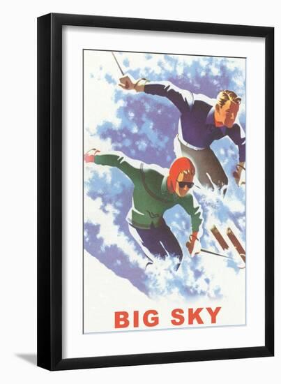 Couple Skiing, Big Sky, Montana-null-Framed Art Print