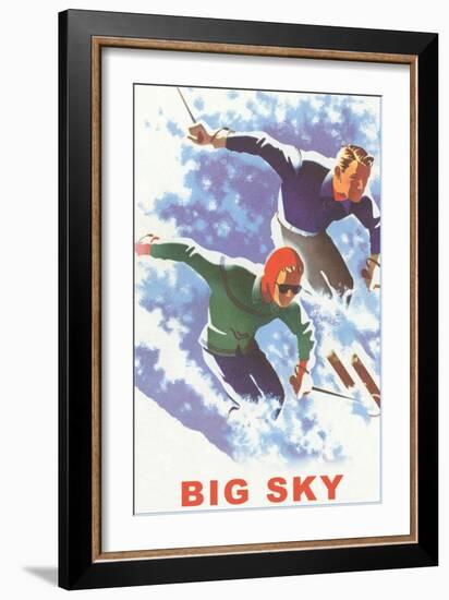 Couple Skiing, Big Sky, Montana-null-Framed Art Print