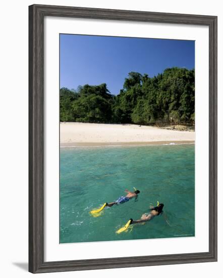 Couple Snorkelling, Chapera Island (Contadora), Las Perlas Archipelago, Panama, Central America-Sergio Pitamitz-Framed Photographic Print