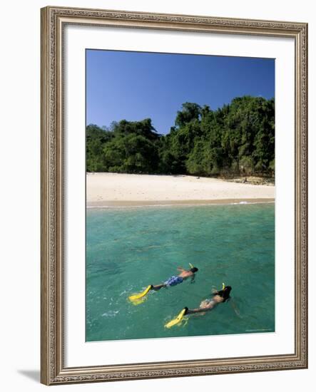 Couple Snorkelling, Chapera Island (Contadora), Las Perlas Archipelago, Panama, Central America-Sergio Pitamitz-Framed Photographic Print