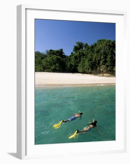 Couple Snorkelling, Chapera Island (Contadora), Las Perlas Archipelago, Panama, Central America-Sergio Pitamitz-Framed Photographic Print