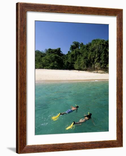 Couple Snorkelling, Chapera Island (Contadora), Las Perlas Archipelago, Panama, Central America-Sergio Pitamitz-Framed Photographic Print