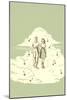 Couple Strolling on Cloud with Musical Notes-null-Mounted Giclee Print