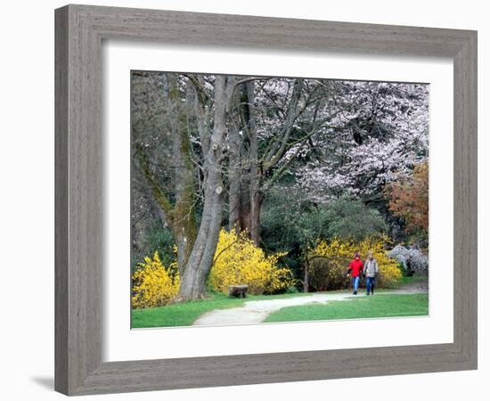 Couple Strolls through the Washington Park Arboretum, Seattle, Washington, USA-William Sutton-Framed Photographic Print