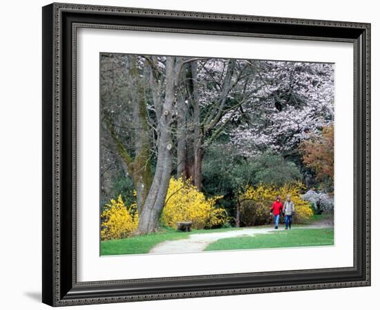 Couple Strolls through the Washington Park Arboretum, Seattle, Washington, USA-William Sutton-Framed Photographic Print