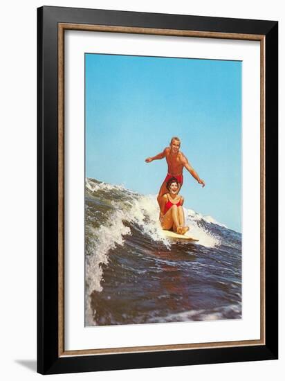 Couple Surfing-null-Framed Art Print