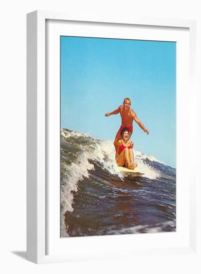 Couple Surfing-null-Framed Art Print