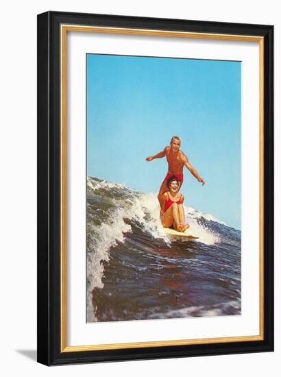 Couple Surfing-null-Framed Art Print