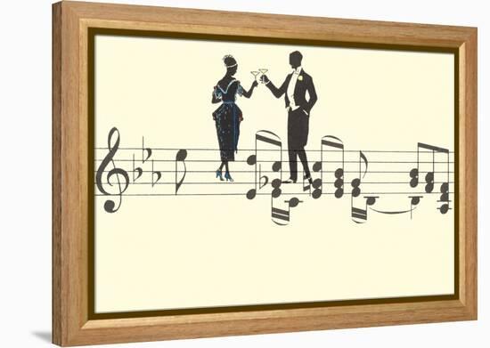 Couple Toasting on Musical Staff-null-Framed Stretched Canvas